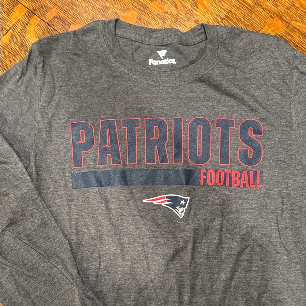 Fanatics Gray Patriots Football Long Sleeve Tee